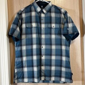 Kuhl Response Short Sleeve Button up Shirt, Blue Plaid